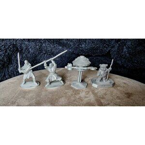 Star Trek Star Wars Pewter Figure Lot Of 4 90s Ewok Darth Maul Qui-Gon Space Lab